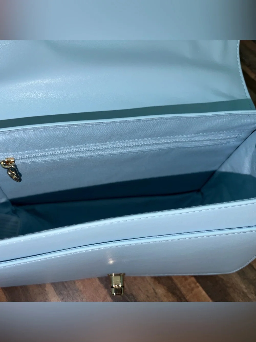 Valentino Orlandi Pale Blue Quilted Chevron Chain Shoulder Bag NWT - Picture 4 of 5